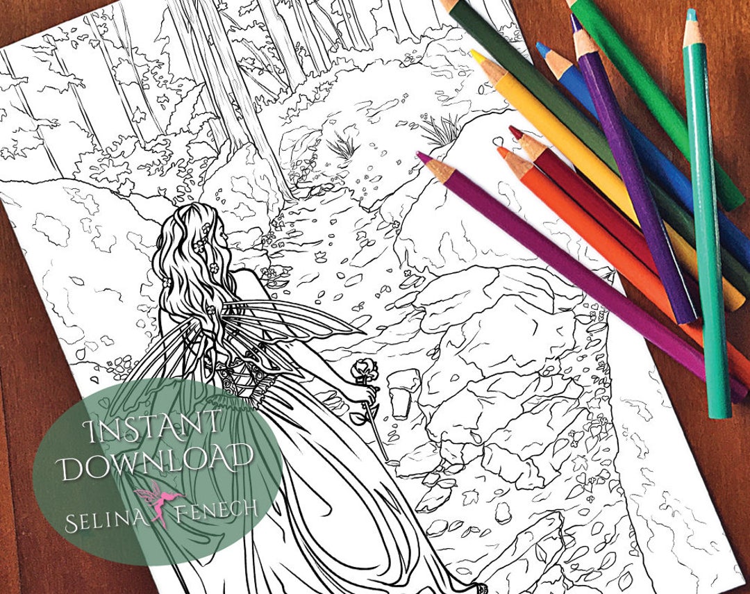 Along the Forest Path Enchanted Magical Forests Coloring Page/digi ...