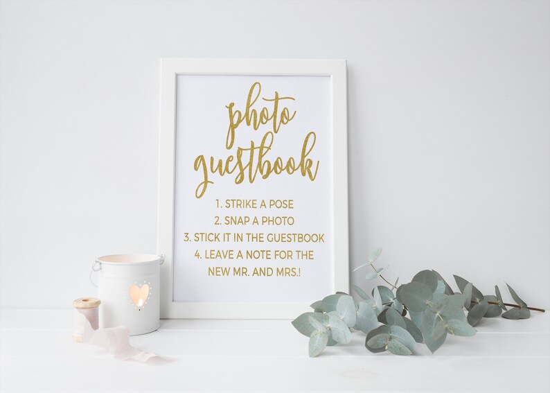Gold Wedding Sign Gold Foil Wedding Foiled Wedding Signs Real Foil Guestbook Alternative Gold Guestbook Sign Photo Guest Book