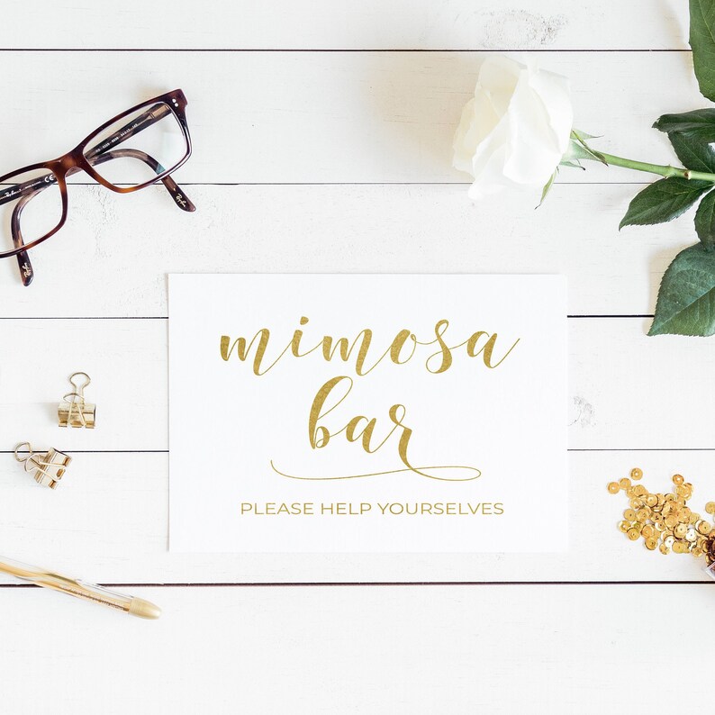 Wedding Decor Mimosa Bar Reception Sign Wedding DIY Real Foil Gold Wedding Wedding Sign Mimosa Sign