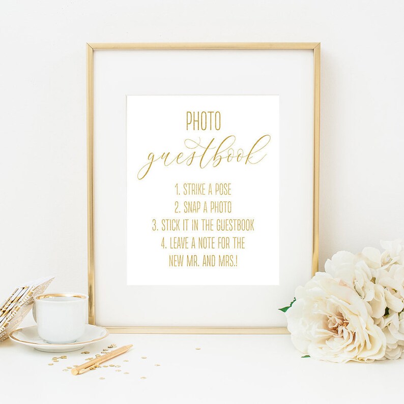 Wedding Signs Gold Foil Wedding Foiled Guestbook Sign Real Foil Polaroid Guestbook Gold Photo Guestbook Gold Wedding Sign