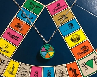 Trivial Pursuit Board Game Pieces Necklace Team Trivia Vintage