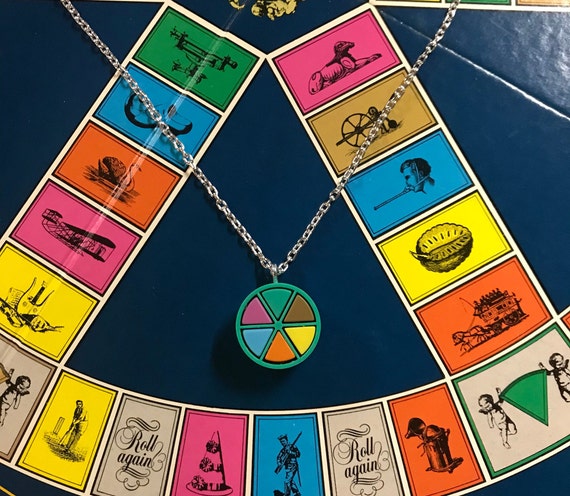 Trivial Pursuit Board Game Pieces Necklace Team Trivia Vintage 
