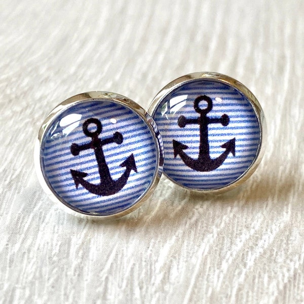 Anchor earrings blue - gift idea