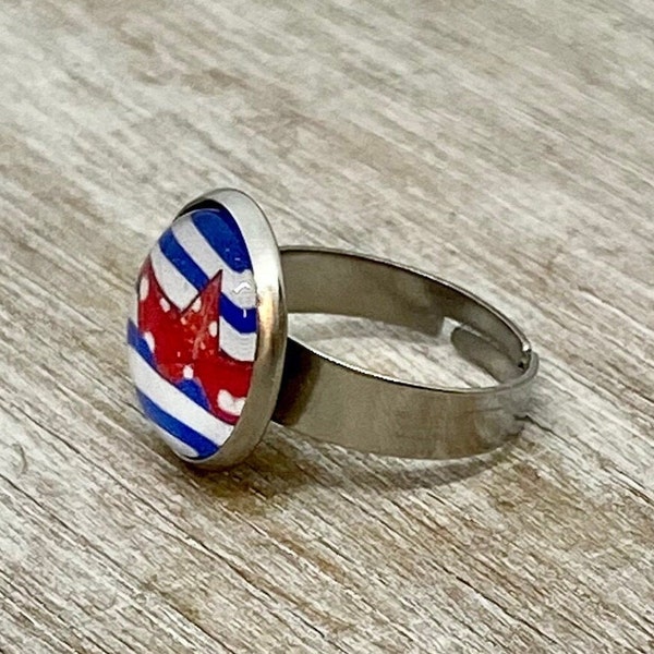 Papierschiffchen Cabochon Ring - Strandschmuck