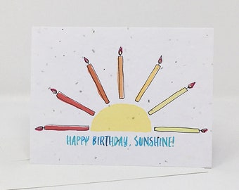 Zero-waste plantable greeting card- Happy Birthday Sunshine