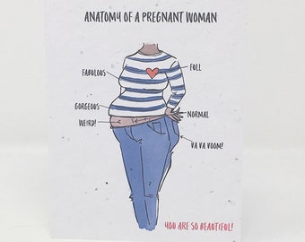 Zero-waste plantable greeting card - Anatomy of a pregnant woman