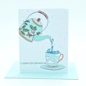 Carte de voeux d'amitié, de sympathie et de fleurs sauvages à planter, zéro déchet Je traverserai la tempête