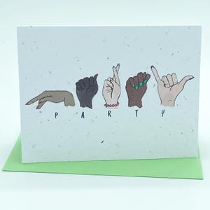 Carte de voeux de fleurs sauvages à planter, zéro déchet, carte d'anniversaire, carte de graines de fleurs sauvages pour un anniversaire, fête de joyeux anniversaire, langue des signes de la main ASL