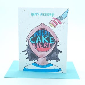 Carte de voeux zéro déchet à planter avec des fleurs sauvages Carte d'anniversaire Carte de graines de fleurs sauvages pour un anniversaire Joyeux anniversaire fabriqué au Canada Eat cake bday