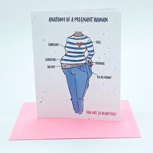 Carte de voeux à planter zéro déchet Anatomie d'une femme enceinte carte de baby shower carte nouveau bébé carte de grossesse carte de voeux félicitations nouveau bébé