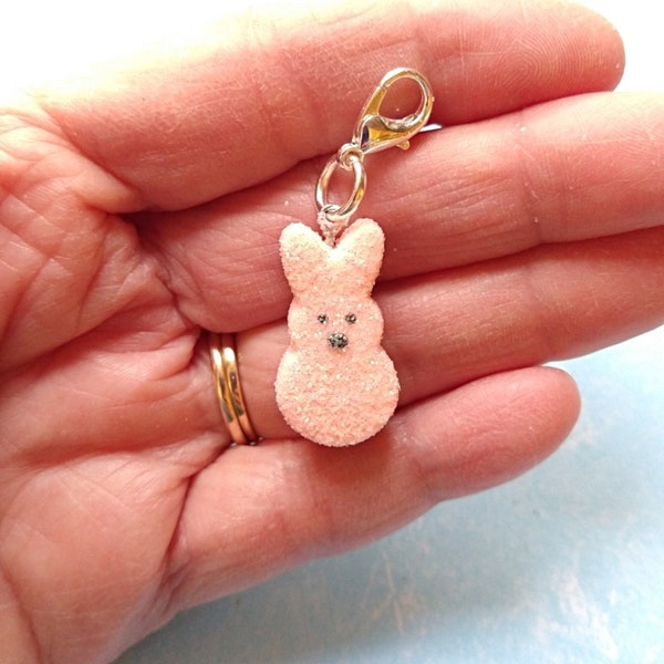 Peach Marshmallow Bunny Stitch Marker - Easter Basket Filler - Progress Keeper for Crocheters - Stitch Minders Markers - Knitting Group Gift