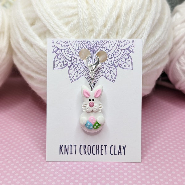 Easter Bunny with Eggs Stitch Marker - Easter Basket Filler - Progress Keeper for Crocheters - Stitch Minders Markers - Knitting Group Gift