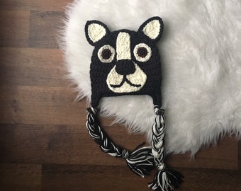 Crochet Boston Terrier Beanie: Dog Costume, Photo Prop