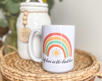 Self Love Rainbow Mug • Inspirational Gift, 15oz