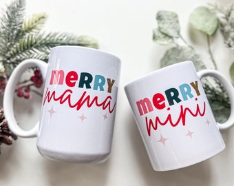 Merry Mama  + Merry Mini • Mama and Mini Mug Set • Mama and Me Mugs