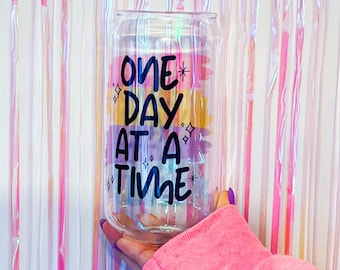 One Day at a Time Tumbler • One day at a time . Sobriety • Support tumbler  • tumbler bamboo lid •