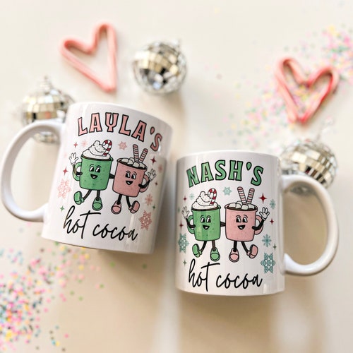 Tasse pour enfants des Fêtes • Tasse de cacao chaud • Cadeau d'elfe • Tasse de Noël pour enfants • Tasse de cacao personnalisée • Tasse personnalisée pour enfants • Tasse personnalisée