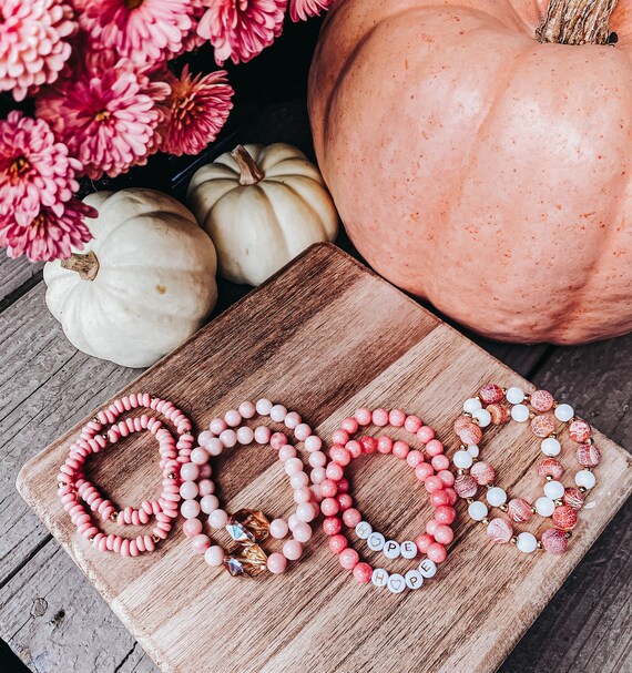 Stack of Four Pink Clay Bead Bracelet