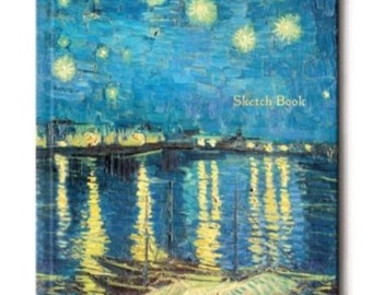 Vincent VanGogh Starry Night Sketch Book 8.50 x 11.00 inches 176 pages Embossed Foil Covered Sketchbook ALWAYS FREE SHIPPING