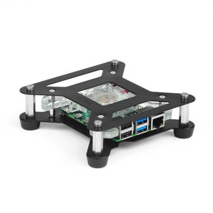 PiCano Pi 4b Black+Vent is a Meccano alike VESA mount and bracket case for Raspberry Pi 4b.