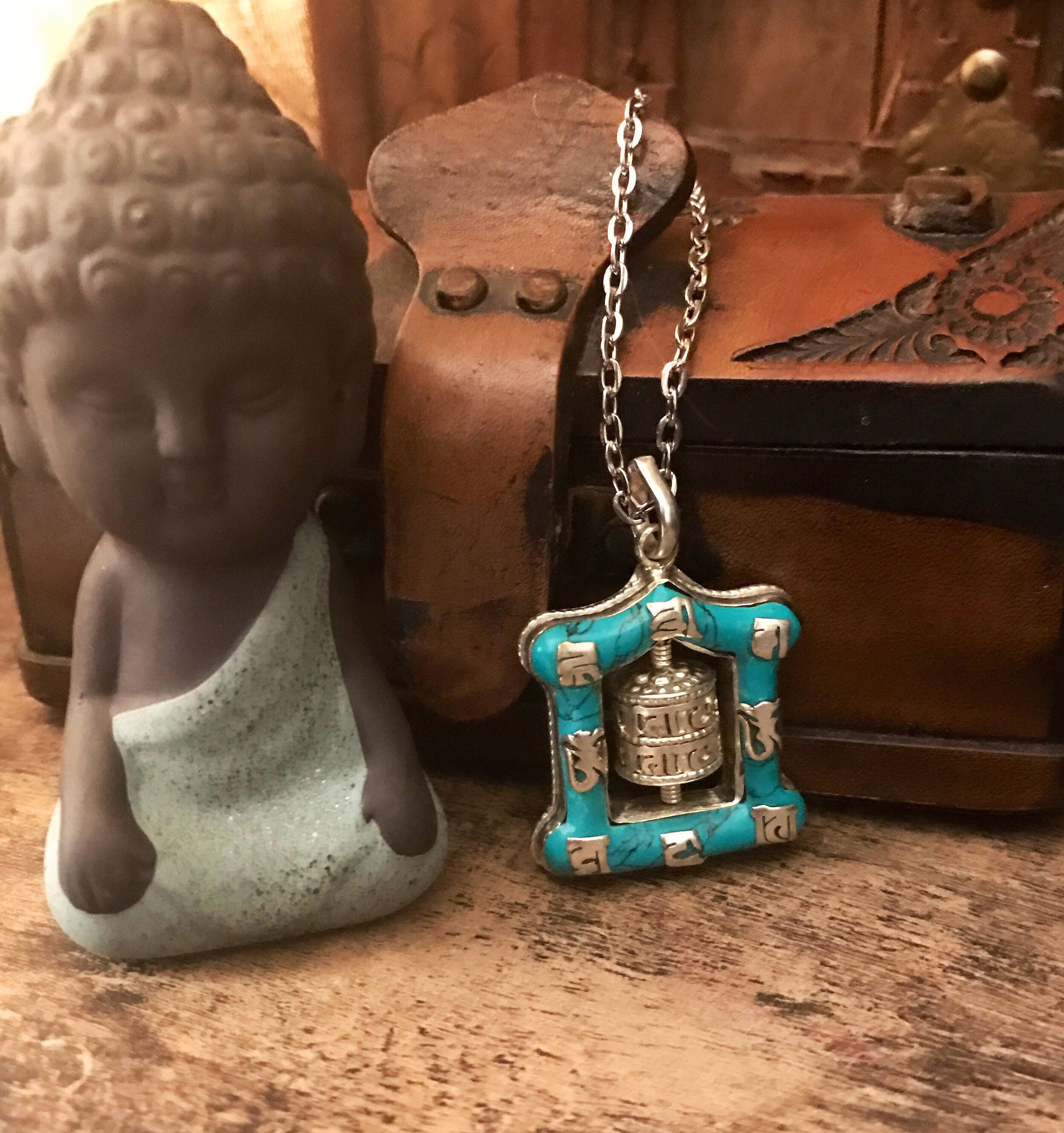 Tibetan prayer wheel necklace Tibetan amulet ethnic  Etsy
