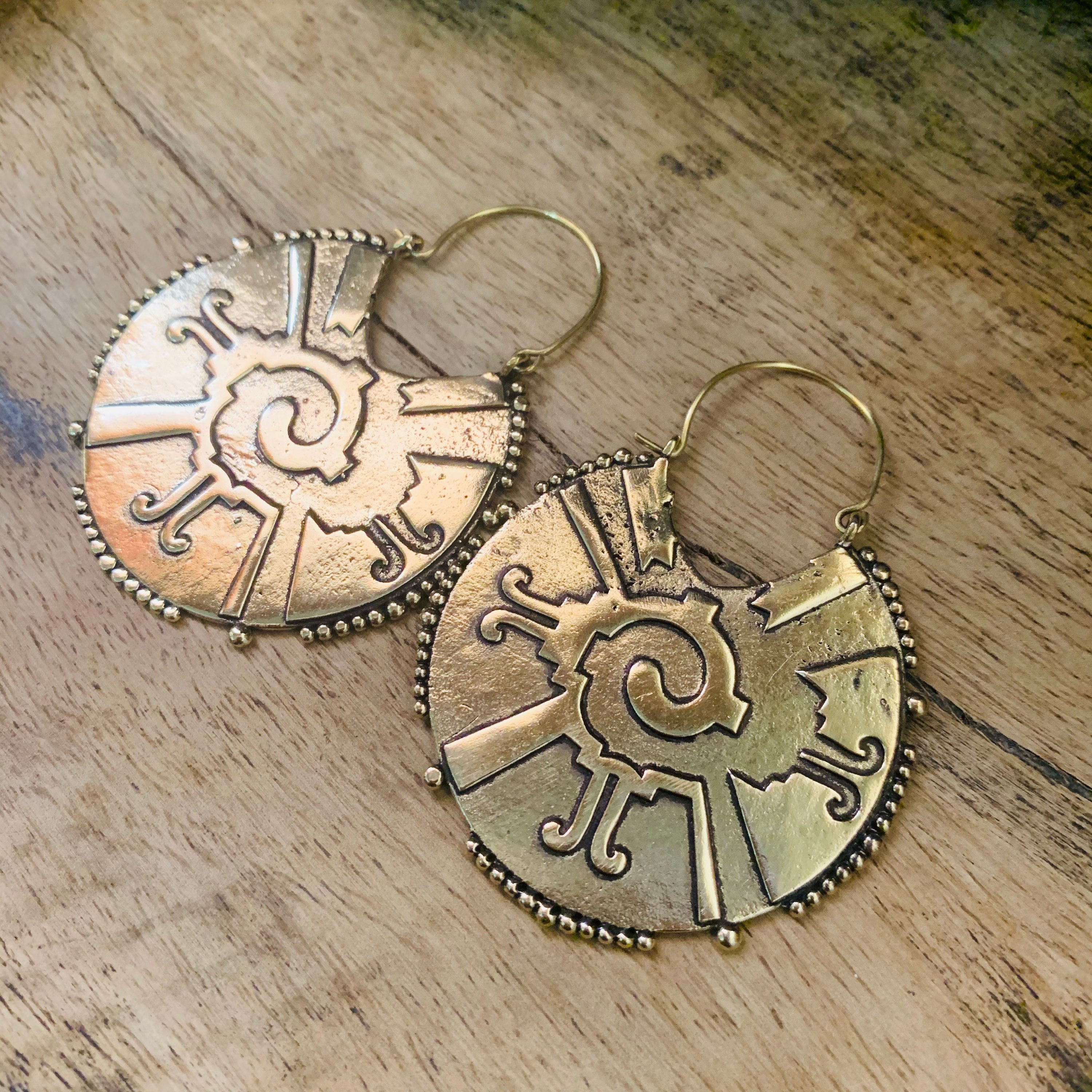 Bohemian earrings brass statement earrings tribal Etsy