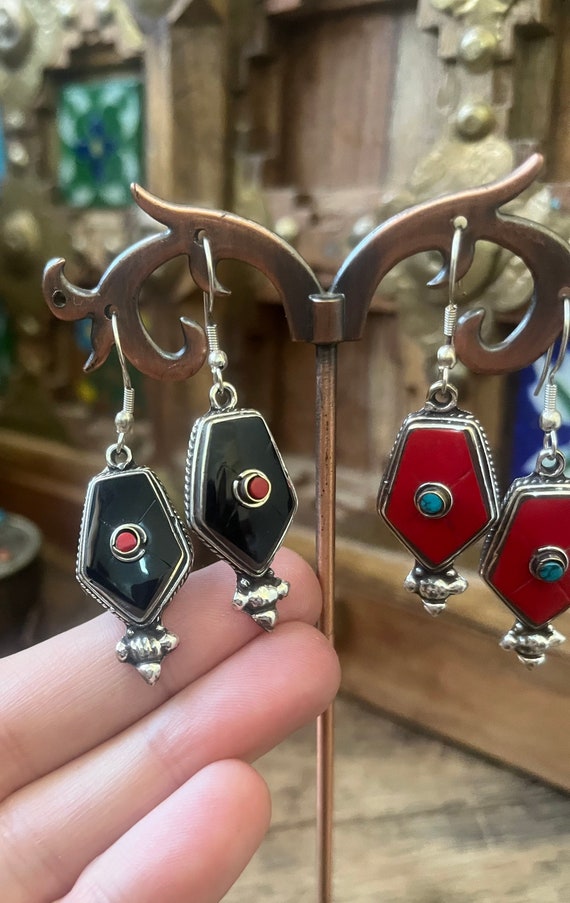 Nepal earrings -Tribal earrings - handmade Tibeta… - image 9