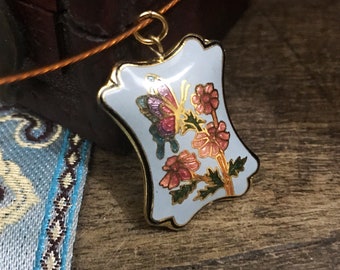 Collier oriental vintage - avant-garde - collier papillon - bijoux vintage - collier bleu - bijoux floraux - bijoux ethniques