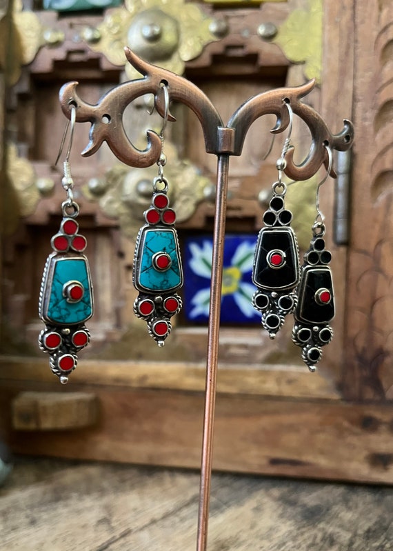 Nepal earrings -Tribal earrings - handmade Tibeta… - image 2