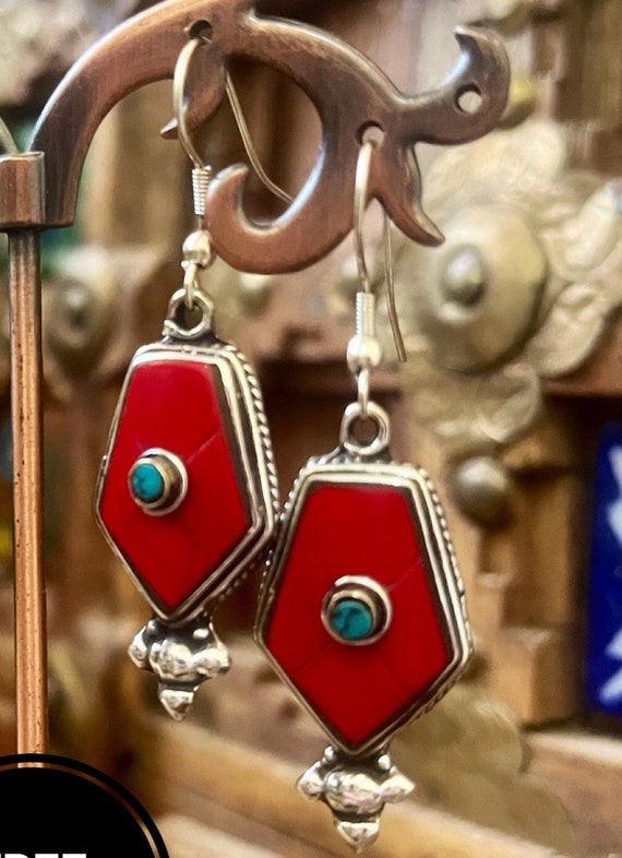 Nepal earrings -Tribal earrings - handmade Tibeta… - image 7