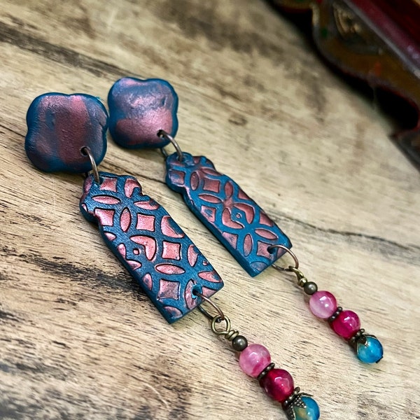 Bohemian earrings dangle |polymer clay earrings studs | Arabesque jewelry | elegant dangles |statement earrings