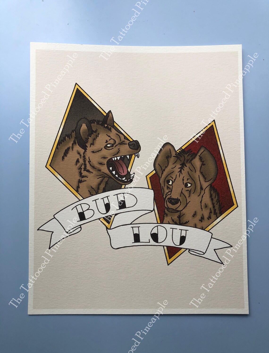 8x10 Harley Quinn Bud and Lou Hyenas Tattoo Flash Printed on | Etsy