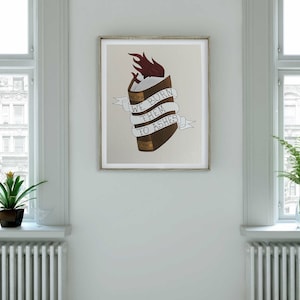 8x10 Fahrenheit 451 Tattoo Flash Printed On Watercolor Paper