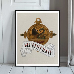 8x10 Shattenjager Tattoo Flash Printed On Watercolor Paper