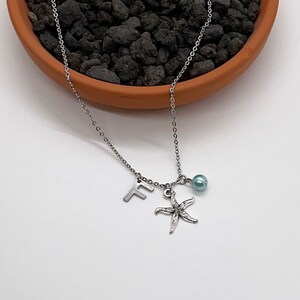 starfish necklace- beach jewelry- birthstone necklace- personalized gift- starfish gift- beach lover gift- life is better at the beach
