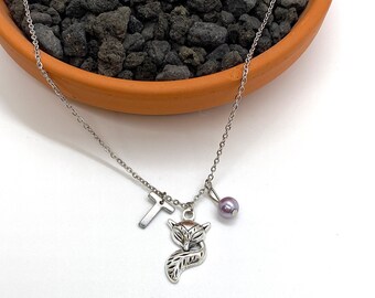 Silver Fox Charm Necklace: Stainless Steel Animal Jewelry