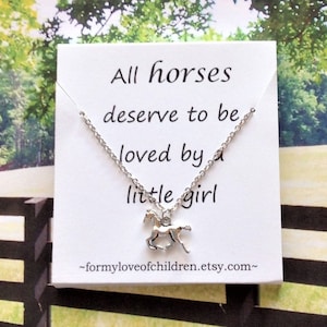 horse necklace for little girl Christmas gift horse Christmas gift girls silver horse necklace gift for horse lover