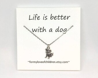 Silver dog necklace, dog necklace personalized, puppy necklace, dog jewelry, dog necklace, dog memorial necklace,