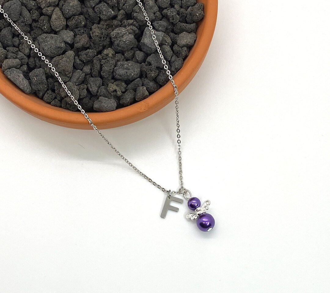 Birthstone Angel Necklace, Birthstone Jewelry, Angel Necklace for Birth Month, Little Girls