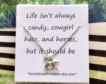 Silver Horse Necklace: Equestrian Cowgirl Jewelry Gift