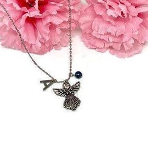 angel necklace, guardian angel necklace, angel jewelry, silver angel pendant, granddaughter gift, religious items