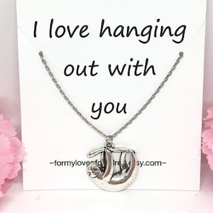 Hanging Sloth Necklace – Adorable Sloth Charm, Personalized Jewelry Gift, Sloth Lover Necklace, Gift for Her, Unique Animal Necklace