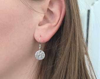 Hammered Stainless Steel Disc Necklace and Earring Set