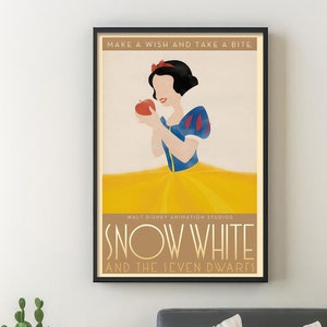 Princess Snow White Poster, Make A Wish And Take A Bite Snow White and the Seven Dwarfs Movie Poster, Vintage Disney Movie Poster Classic