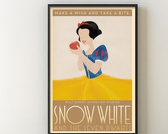 Princess Snow White Poster, Make A Wish And Take A Bite Snow White and the Seven Dwarfs Movie Poster, Vintage Disney Movie Poster Classic