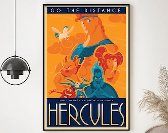 Vintage Hercules Movie Poster, Go The Distance Poster, Disney Movie Poster Classic, Walt Disney Poster, Home Decoration