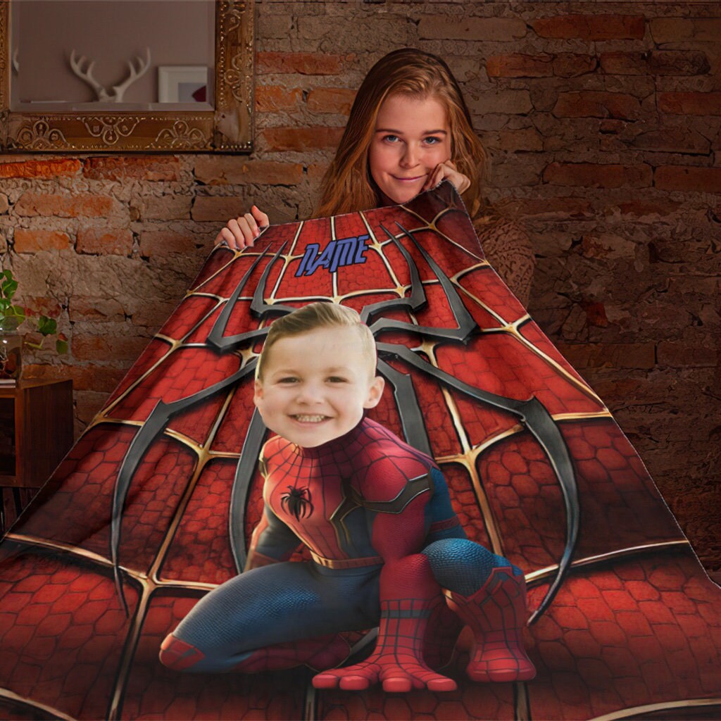 Personalized Photo Spiderman Blanket Custom Name Spider man Blanket Peter Parker Blanket Marvel Avengers Blanket Etsy