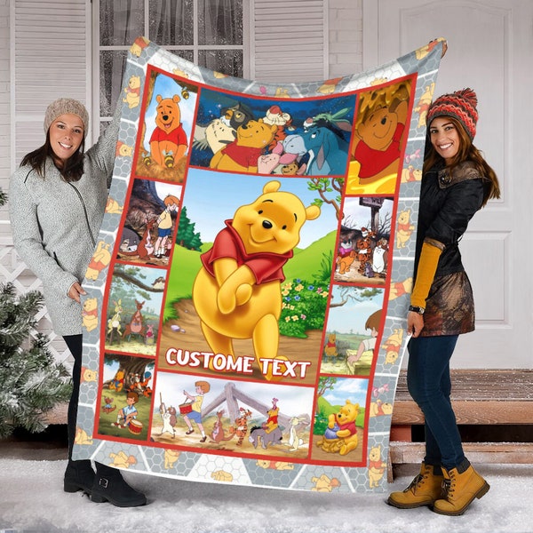 Personalized Winnie The Pooh Blanket, Pooh Bear Blanket, Winnie The Pooh and Friends Blanket, Tigger Piglet Eeyore Blanket, Cartoon Pooh