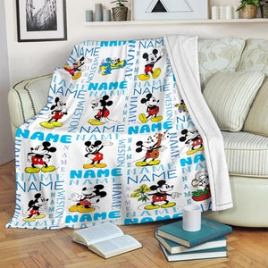 Personalized Name Baby Mickey Blanket, Disney Mickey Fleece Mink Sherpa Blanket, Magic Kingdom Blanket, Custom Name Blanket