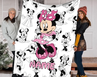 Nombre personalizado Manta Minnie, Manta Disney Minnie Fleece Mink Sherpa, Manta Magic Kingdom, Manta con nombre personalizado